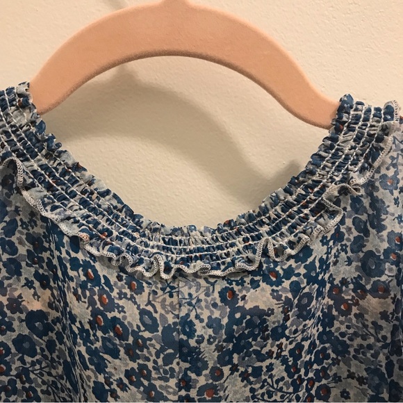 NWT Derek Lam Silk Cold Shoulder Blouse 2 blue red white - Picture 11 of 15